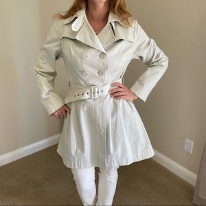 Cream Belted Mac Jacket